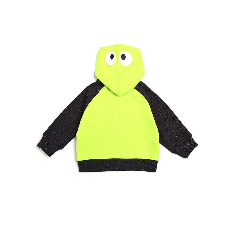 Boys Medium Green Fleece Cardigan with Hood image number 1